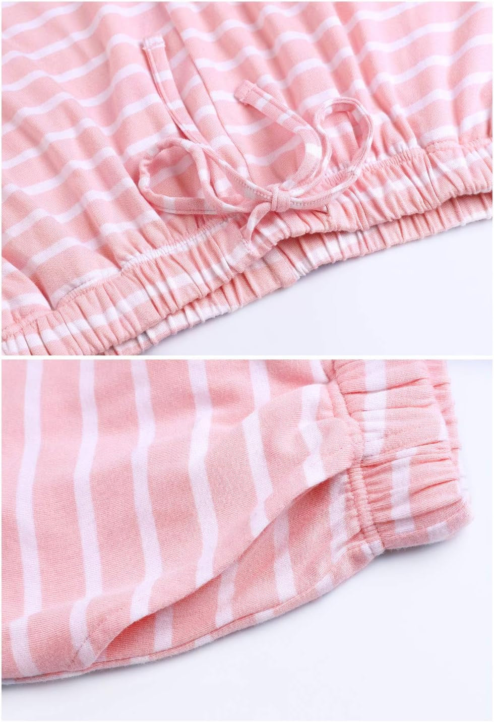 Womens Pajama Shorts Sleep Shorts Stretchy Pajama Pants Pink Stripe L