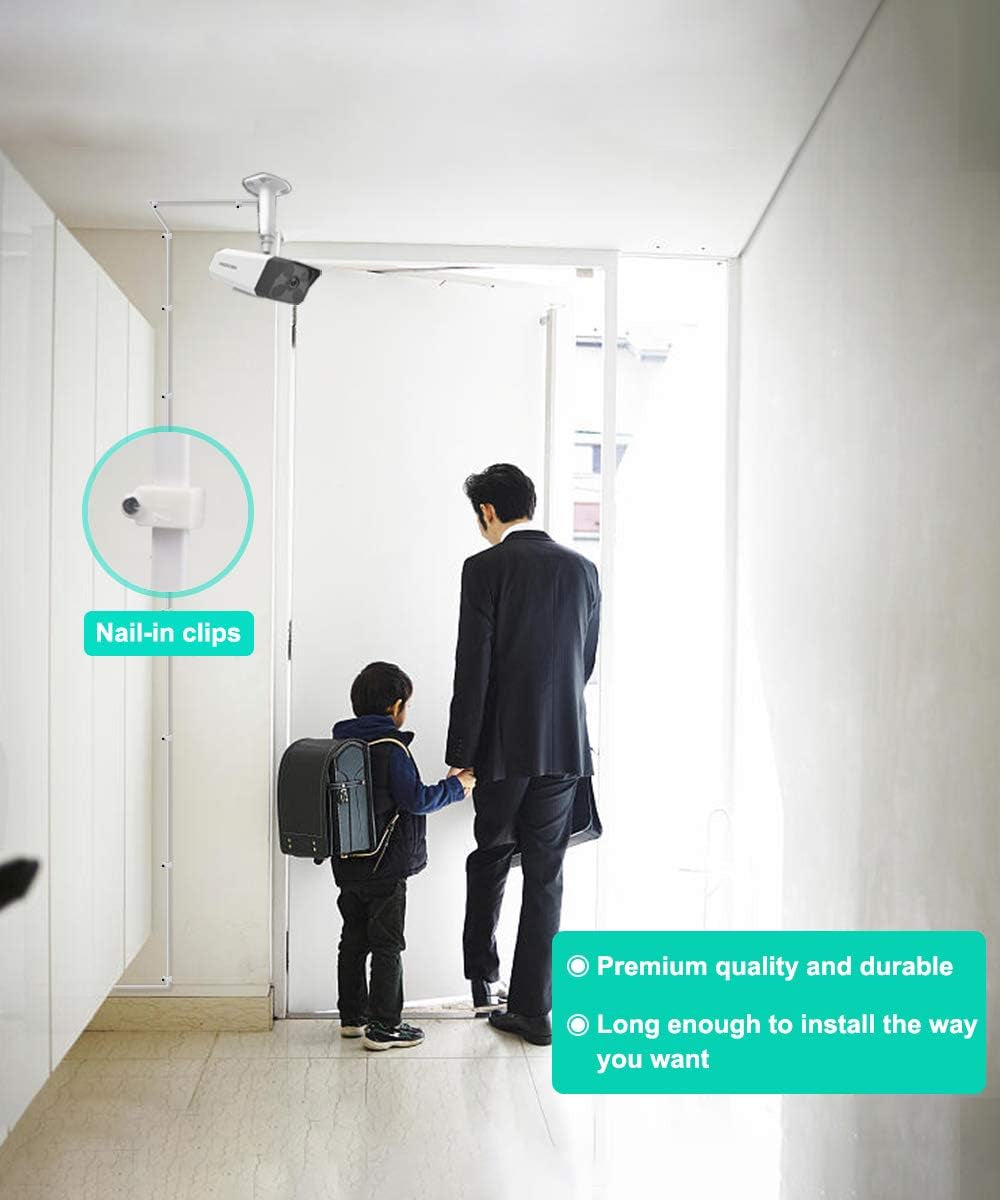 12V DC Extension Cable 30Ft 2Pack,Flat 5.5Mm X 2.1Mm 22 AWG Power Supply Extended Cord,5521 12 Volt Female to Male Barrel Plug Extender Adapter Lead for CCTV Security Camera,Eufy,Tp-Link Tapo