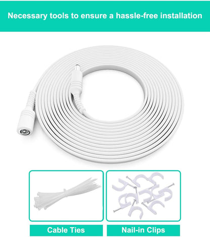 12V DC Extension Cable 30Ft 2Pack,Flat 5.5Mm X 2.1Mm 22 AWG Power Supply Extended Cord,5521 12 Volt Female to Male Barrel Plug Extender Adapter Lead for CCTV Security Camera,Eufy,Tp-Link Tapo