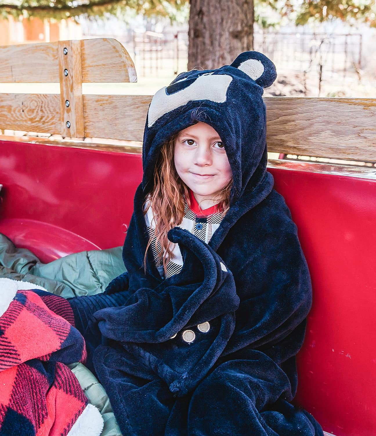 Wearable Hooded Blanket for Kids, Animal Hooded Blanket (Bear)