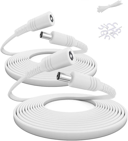 12V DC Extension Cable 30Ft 2Pack,Flat 5.5Mm X 2.1Mm 22 AWG Power Supply Extended Cord,5521 12 Volt Female to Male Barrel Plug Extender Adapter Lead for CCTV Security Camera,Eufy,Tp-Link Tapo